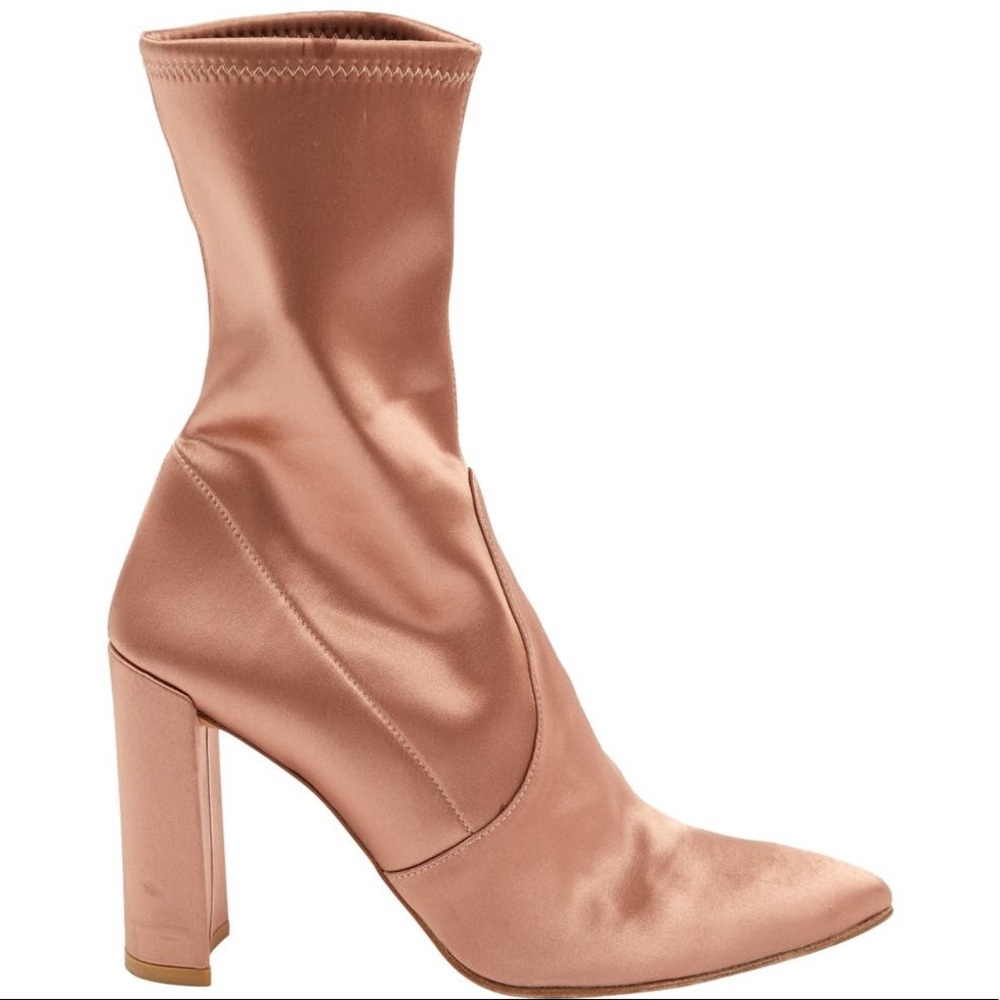 Stuart weitzman satin heeled bootie